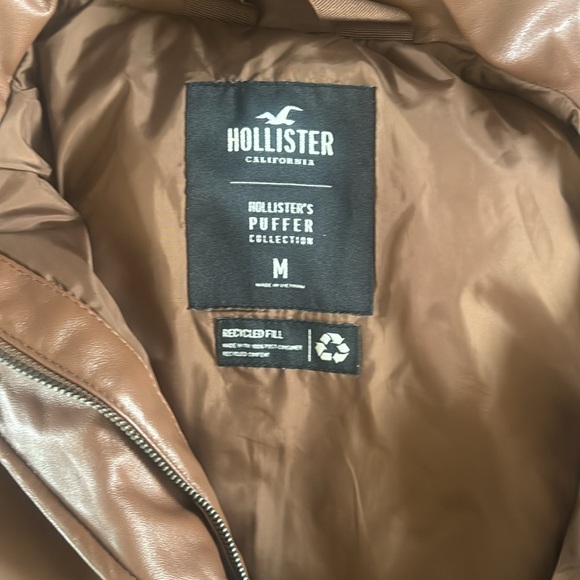 🍍 Hollister Faux Vegan Leather Puffer Jacket Coat Streetwear Fall Winter  L🍍 - Picture 2 of 3